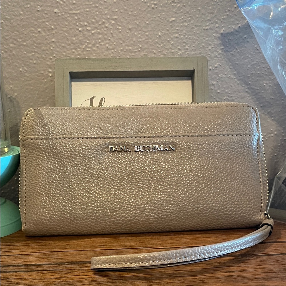 Dana Buchman Taupe Wristlet Clutch